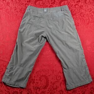 Kuhl Pants Womens Size 10 Gray Floral Embroidered‎ Capri Hiking Gorp